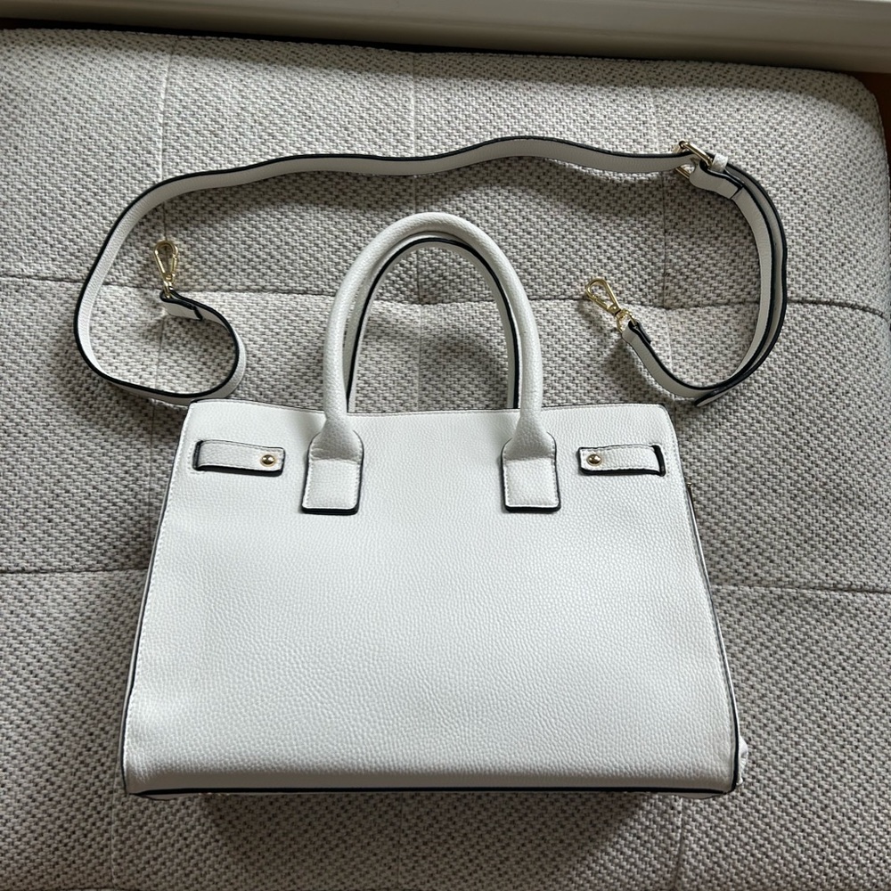 Charming Charlie White Satchel with Detachable Strap